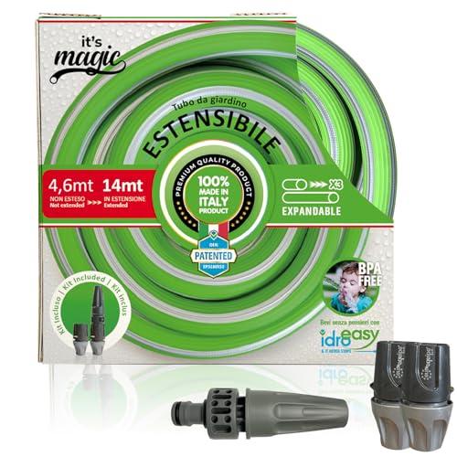 Idroeasy It's Magic Smart Open 14m Tubo Estensibile da Giardino con Lancia, Canna Acqua Anti Nodo e Anti Torsione, Leggero e Atossico, Made in Italy
