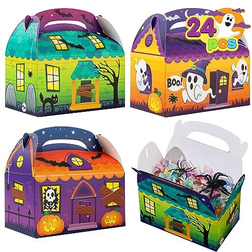 JOYIN 24 pezzi 3D Halloween Caramella Scatole Casa da 15cm x15x9 Scatole di Cartone Treat Box Goodie Bags Dolcetto o Scherzetto Borse per Halloween Decorazione Bomboniere
