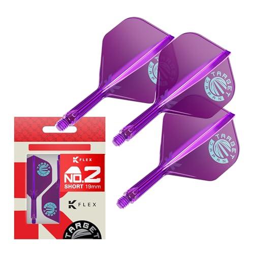 Target Japan Sistema di Alette e Aste K Flex Dart, No.2 | Confezione da 3 Accessori per Freccette Kflex all in One Flight, Edizione Limitata Viola | Asta per Freccette K-Flex – Corto (19mm)