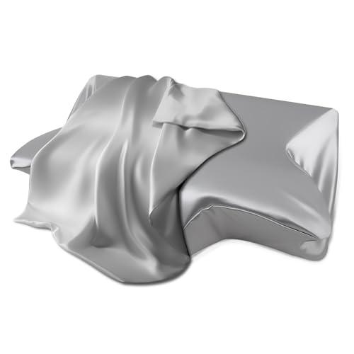 HOMCA Federe in Raso 60x40cm, Federa di Ricambio per Cuscino in Memory Foam, Effetto Raso, Protezione Capelli e Pelle & Antirughe, Lavabile, Liscio e Morbido (Grigio Scuro)