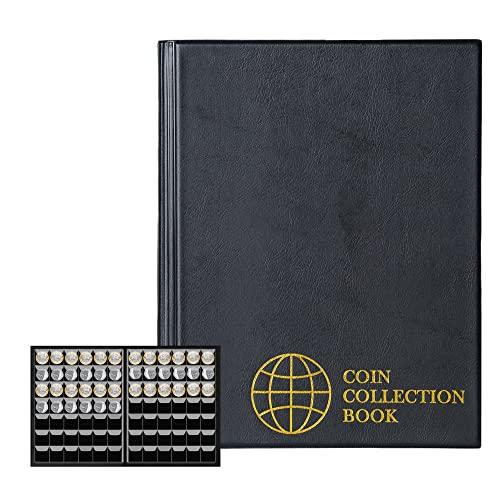 Uncle Paul Album per Monete da 420 Tasche - Griglia 1,2x1,1 Pollici Libro Nero 10 Pagine, Porta Monete Raccolta Formato Lettera 3.0x2,8 cm Tasca CS0242BK