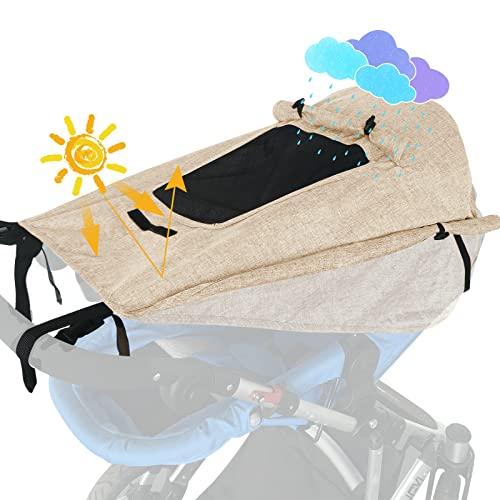 WD&CD Parasole per Passeggino, Telo Parasole per Carrozzina e Passeggino, Universale Regolabile UV 50+ Protezione Solare Parasole Passeggino con Custodia - Cachi