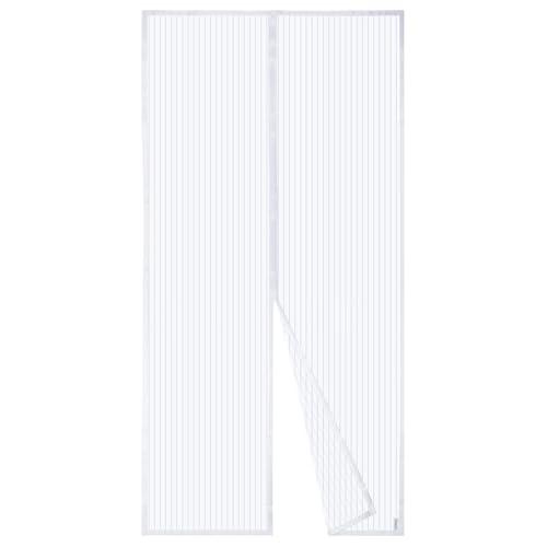 Apalus Zanzariera con Magneti per Porte 120 x 250CM - Rete Fine, Tenda Totalmente Magnetica, Si Chiude da Sola - Non Accorciabile (Bianco)