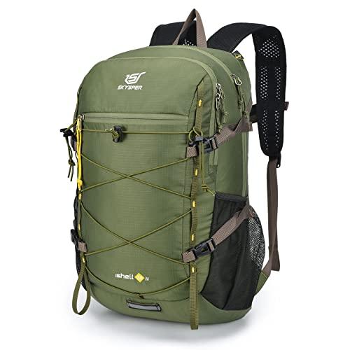 SKYSPER Zaino 30L con Strisce Riflettenti da Trekking, Hiking Escursione Viaggio Uomo Donna ISHE30-Verde