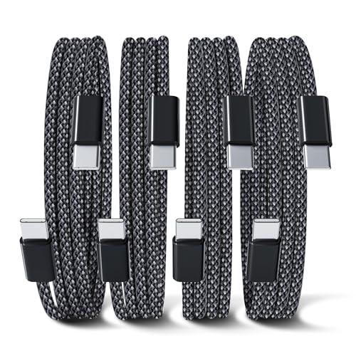 YISH Cavo USB C to USB C 60W：[0.5M+1M+1M+2M] PD3.0 Cavo USB Type C to Type C Ricarica Rapida 4Pezzi Nylon Intrecciato Cavo Tipo C-C Filo Caricatore per iPhone 16 15 Samsung Galaxy S25 S24 iPad MacBook