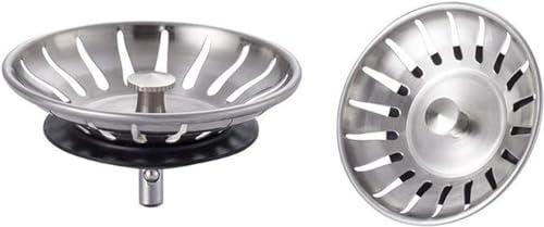 Ibergrif M34351-2 Tappo Filtro per Lavello da Cucina Universale, Tappo Lavandino Cucina Acciaio Inox, Argento, 2 Pezzi (Diametro: 78 mm)
