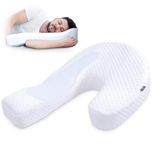 HOMCA U-Forma Cuscino per dormiente laterale in schiuma a memoria, cuscino ergonomico progettato per dormienti laterali, alleviare la pressione cervicale, anti-mani, intorpidimento, 70 x 50 x 17 cm