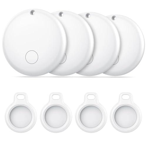 Android Smart Tag, Tracker con Google's Find Hub (Solo Android), IP68 Impermeabile, Bluetooth Localizzatore con Custodia Protettiva, Trova Oggetti per Chiavi/Bagagli/Portafogli, 4 Bianco