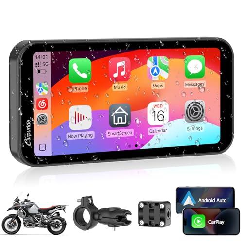 Carpuride W603 Schermo Carplay per Moto, CarPlay Wireless e Android Auto per Moto, Telecomando, Touchscreen Impermeabile da 6,3
