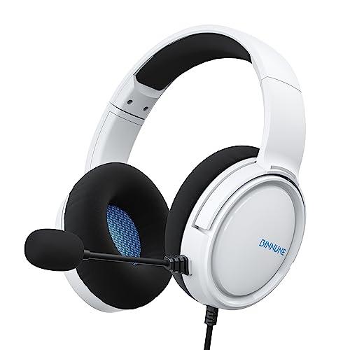 BINNUNE BG02 Cuffie Gaming per PS5, PS4, PC, Xbox, NS, Microfono, Audio Stereo, con Cancellazione Del Rumore con Filo - Bianco