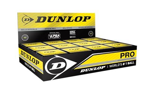 DUNLOP Squash Balls Pro Double Giallo, 12 palline, pallina da squash ufficiale da torneo