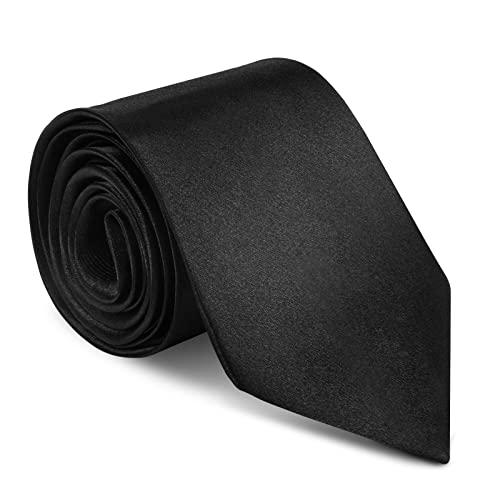 URAQT Cravatta Uomo, Cravatte Slim Uomo Eleganti Neckties, Sottile Tinta Unita Cravatta in Diversi Colori, Cravattino per Lavoro, Festa, Decorazione, 145cm * 8cm(Nero)