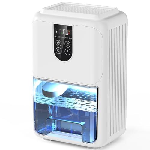 Deumidificatore Casa Muffa 2000ML, Deumidificatore Portatile Silenzioso Piccolo con Sbrinamento Automatico, Illuminazione a 7 colori e Timer 4-48 ore per Camera da Letto Bagno Cantina, 600ML/24H