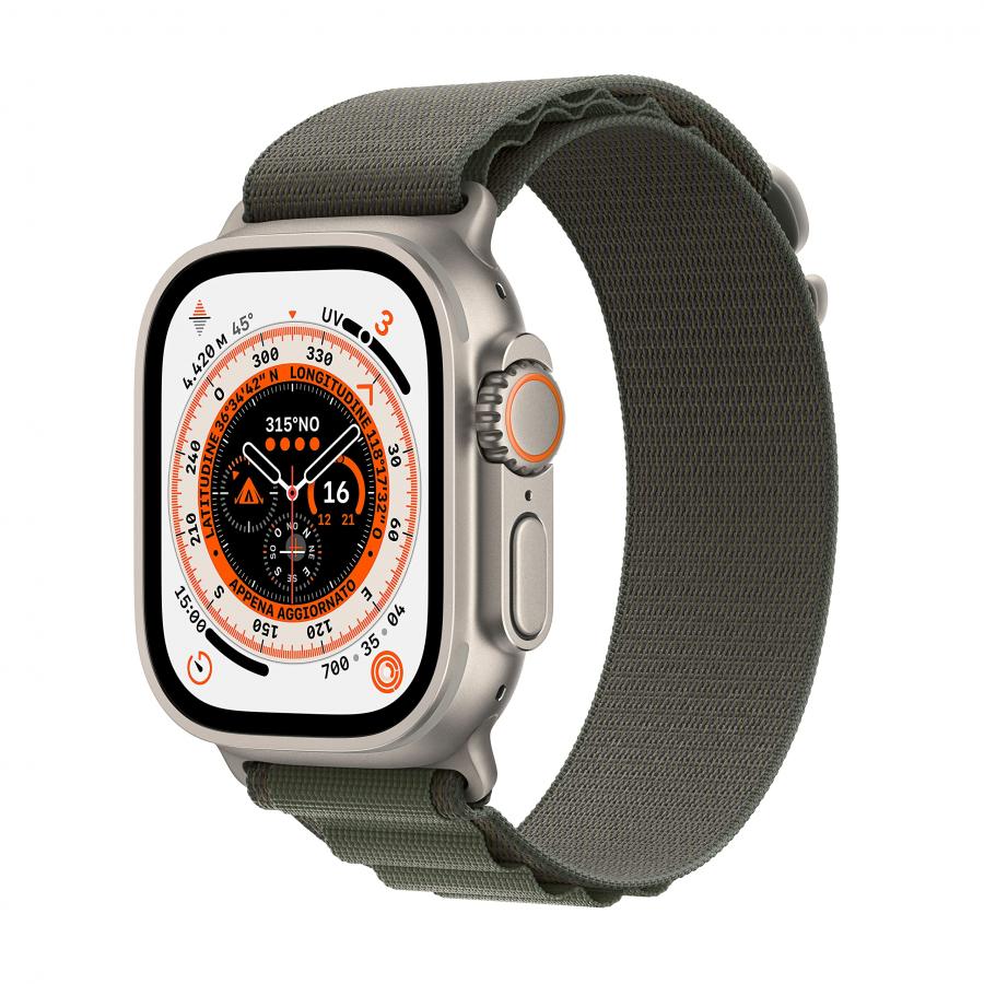 Apple Watch Ultra GPS + Cellular, 49mm Cassa in Titanio con Cinturino Alpine Loop Verde - Medium