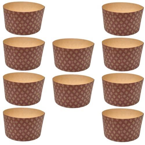 FAH - Stampo per Panettone Alto Qualità Premium 1 Kg (10pz) - Pirottini Panettone Professionale di Carta Ondulata di Pura Cellulosa in Microonda Progettato per Panettoni, Resistente al Calore 220°C