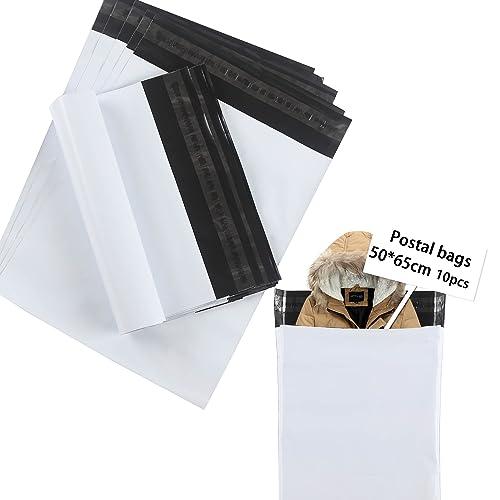 huruirui 50x65cm Buste per Spedizioni Buste Plastica Pacchi per Spedizioni Vinted Autoadesive Anti-Manomissione Impermeabile Sacchetti Spedizione per l'imballaggio Bianco 10pezzi