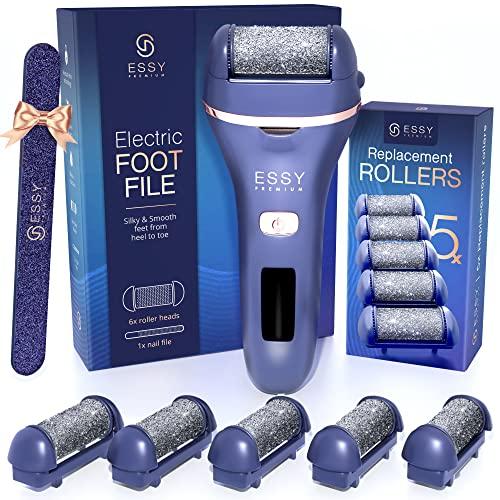 Essy Pedicure Elettrico Professionale Piedi con 5 Rulli Sostituibili Rimuovi Calli Piedi Elettrico Fresa Lima Talloni Cura Pulizia Calli e Duroni Rimozione Pedicure Macchinetta Professionale (Marina)