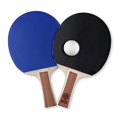 Inter - Racchette da Ping Pong con Logo dell'Intera e set due palle - Ideale come Regalo per Bambini e Adulti Interisti - Prodotto Ufficiale Inter
