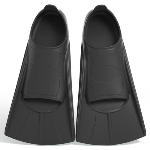 Pinne da nuoto in silicone, morbide e comode, per bambini, adulti, pinne corte per il nuoto, unisex per bambini e adulti, pinne corte (Nero, L(39-41))