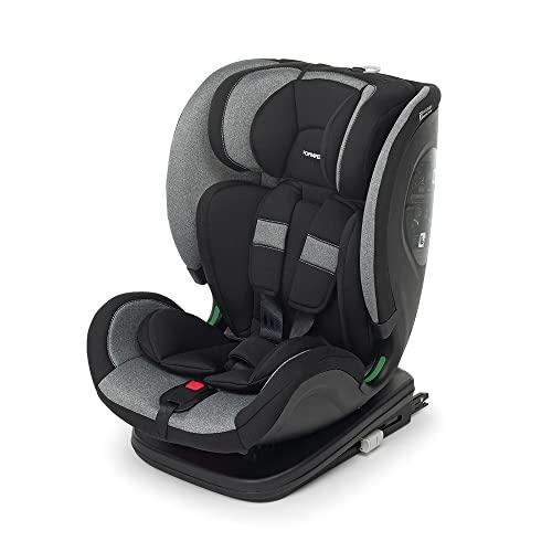 Foppapedretti Seggiolino Auto Reklino I-Size, per bambini da 76 a 150 cm di altezza, 15mesi-12 anni, conforme ECE R129, Fissaggio Dualfix (Isofix e non), Safe Body Protection, Comfort Kid Pad, Carbon