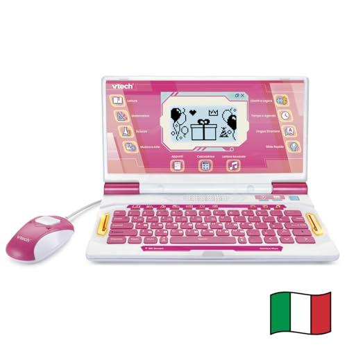 VTech Bit Smart Genius Plus Rosa, Computer Interattivo Bambini, Computer con Mouse Incluso, 164 Attività, Computer Didattico Bilingue Italiano e Inglese, Tastiera QWERTY, Batterie Incluse, 6-11 Anni