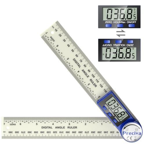 Misuratore di angoli digitali, Preciva 400mm Goniometro Digitale con ampio display LCD e funzioni di azzeramento, blocco e inversione