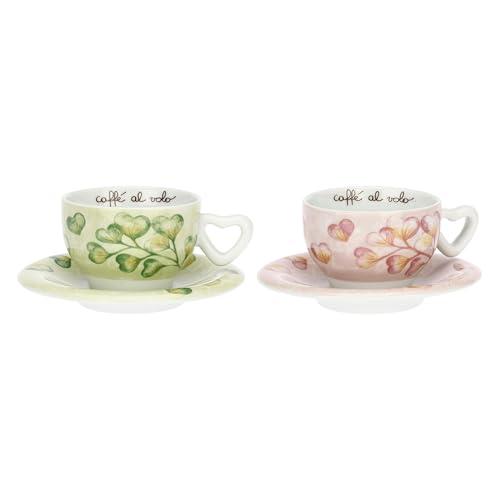 THUN - Set 2 tazze cappuccino - porcelllana - Collezione Cuori in Fiore - 13 x 6 cm