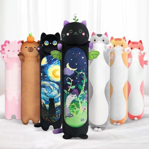 Mewaii Carino Gatto in Peluche Cuscino lungo Cuscino Animale Bambola Giocattoli Kawaii Soffici Comfort Cuscino in Peluche per Regalo per Bambini dai 3 anni e oltre(50 cm, Il gatto alla menta)
