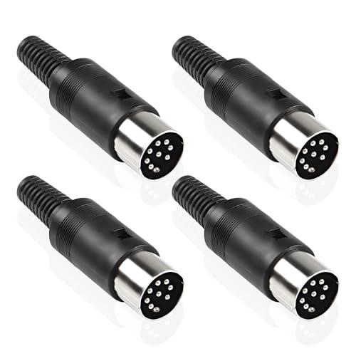 MEIRIYFA DIN 8-Pin Connettore Maschio Spina, 4 Pack Spina Cavo MIDI Adattatore Audio Presa Terminali di Saldatura per Mixer, Batteria Elettronica, Tastiera MIDI