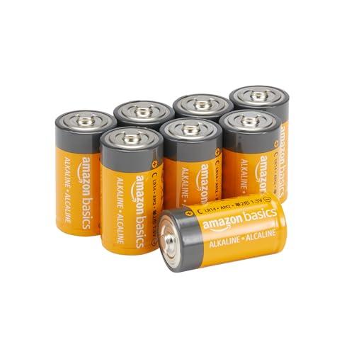 Amazon Basics Confezione da 8 batterie LR14 alkaline multiuso con cella C, durata di 5 anni