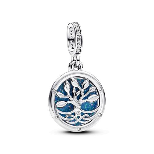 PANDORA Moments 793599C01 - Ciondolo a forma di albero dell'infinito in argento Sterling con zirconi, compatibile Moments e ME Braccialetti, Blau, Argento sterling, Zirconia cubica