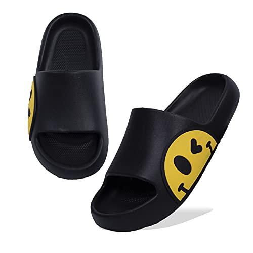 Waysoland Ciabatte donna uomo estive da Spiaggia Sandali,Ciabatte Morbide per bambini bagno,Doccia,pantofole antiscivolo infradito per interni ed esterni(nero,42/43 EU)