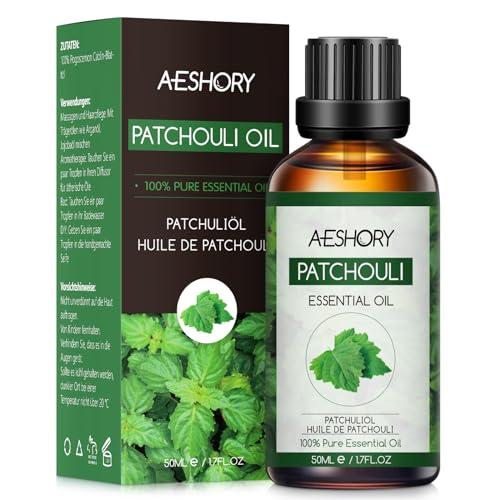 AESHORY Olio Essenziale di Patchouli 50ML, Naturali Olio Aromaterapico di Patchouli, Olio Profumati Premium per Diffusori, Massaggio, Bagno, Cura della Pelle, Rilassamento e Calma