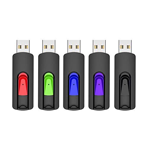 Vansuny Chiavette USB 64GB 5 Pezzi Pendrive Unità Flash 64 Giga Memoria USB2.0 per Laptop PC Desktop, Pennette USB Portatile Colorato Confezione da 5 Stick con Design Retrattile