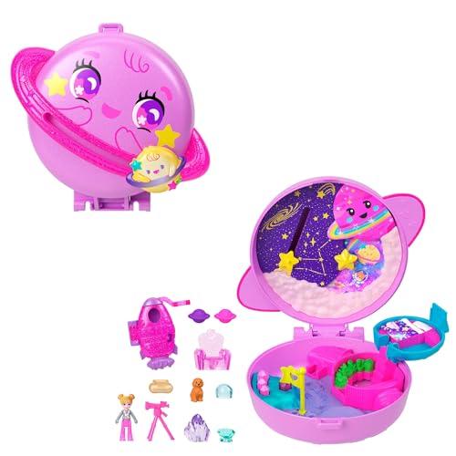 Polly Pocket - Cofanetto Polly Planet, set portatile a forma di pianeta con una microbambola, un amico cucciolo e 10 accessori a tema inclusi, giocattolo per bambini, 4+ anni, JCB18