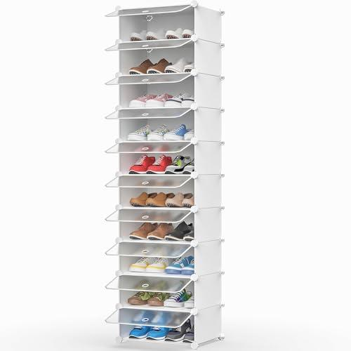 HOMIDEC Scarpiera, 10 Ripiani Scarpiera Archiviazione Tridimensionale, Può Contenere 20 Paia di Scarpe, Plastica Scarpiero di Scarpe per Ingresso, Camera da Letto e Corridoio, Trasparente