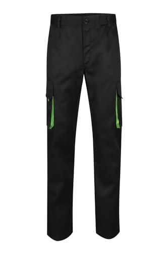 Velilla 103004 - Pantaloni multitasche, nero e verde lime, 46