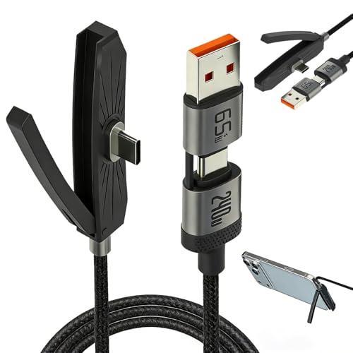 Caricatore invisibile 3 in 1 per telefono,2M Caricatore Telefono Laterale,Ricarica Rapida 240w+65w,Cavo di ricarica con supporto per smartphone,tablet,giochi e ufficio,cavo di ricarica rapida(B-C+C-C)