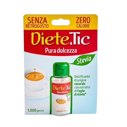Diete.Tic, Stevia Dolcificante Liquido Zero Calorie, Pratica Confezione da 50 ml (1000 Gocce), Senza Glutine, Senza Conservanti e Aspartame, Ottimo per Dolcificare Bevande, Yogurt, Macedonie, Dolci