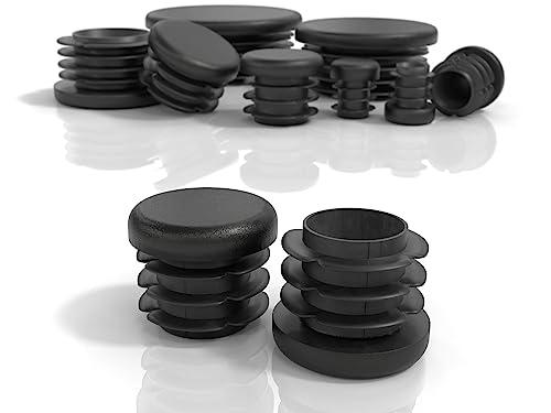 PD® Tappi a Lamelle 25mm per Tubo Rotondo | Tappi PE | Terminale di Plastica | Protezione Tubi Tappo Alettato | Nero | 20 Pz.
