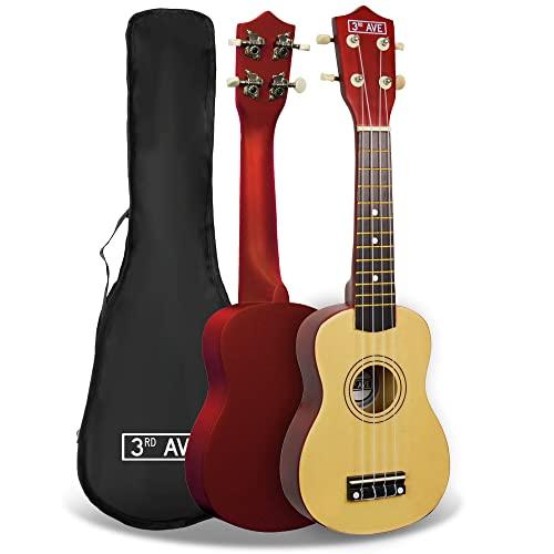 3rd Avenue Ukulele soprano beginner 3rd Avenue da 21 pollici – Naturale – Custodia Ukulele GRATUITA