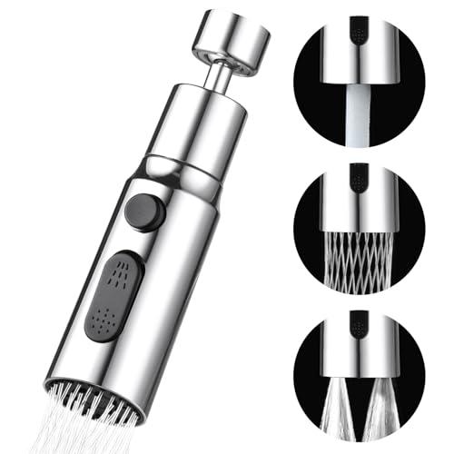 OSDUE Kit Aeratore, Rubinetto da Cucina Testa a Spruzzo, 360 ° Girevole Lavello Rubinetto Gorgogliatore, G1/2 Filtro per Risparmio Idrico, modalità Stream/modalità Spray/modalità Doppio Getto d'Acqua