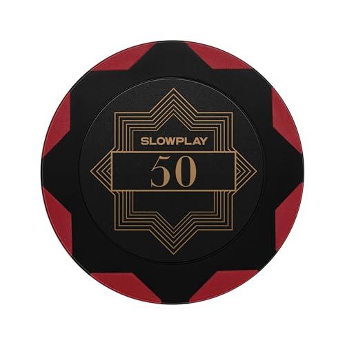 SLOWPLAY Nash Fiches da poker in argilla | 50 Pezzi di Fiches da Poker Texas Holdem, 14g Fiches da poker [con valore] | Squisita fattura e design (50)