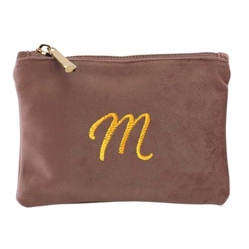 Fatto da Mani - Pochette in Velluto con Ricamo Personalizzato – Elegante Idea Regalo di Natale in Blu, Salvia o Rosa Antico – Cerniera Dorata e Fodera Interna Coordinata (Small-Rosa antico)