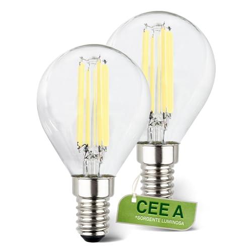 BRILONER - Set di 2 lampade LED filamento E14 goccia, CEE A, 4W 840 lm, luce bianca calda, lampadina LED illuminazione interna, lampadine uso domestico