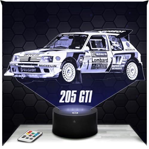 Lampephoto.fr - Lampada 3D Auto 205 GTI Rallye, Luce Notturna Tattile Auto 205 GTI Rallye, Illusione 3D Led, Idea Regalo di Natale per Ragazzi e Ragazze Lampada da Comodino per Bambini o Adulti TOP