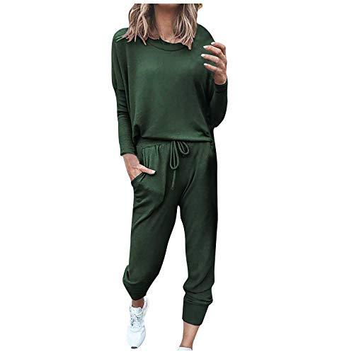 Tute Donna Complete Comode Curvy Maglia Girocollo Manica Lunga e Pantaloni Casual Set Coordinati Abbigliamento Elegante Leggera Tuta da Casa Autunno Invernali Larghe Tuta Due Pezzi Sportive Palestra