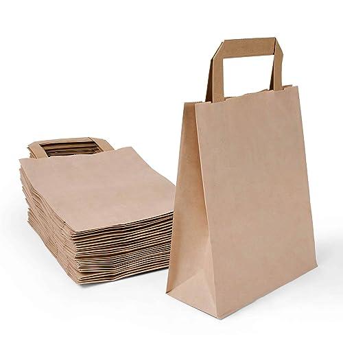 Inoverse 250 Borse in Carta Kraft con Manici, 18+8x22 cm Sacchetti Regalo, Shopper Piccoli Marroni, Busta di Carta Ecologica per Regali o Commercio
