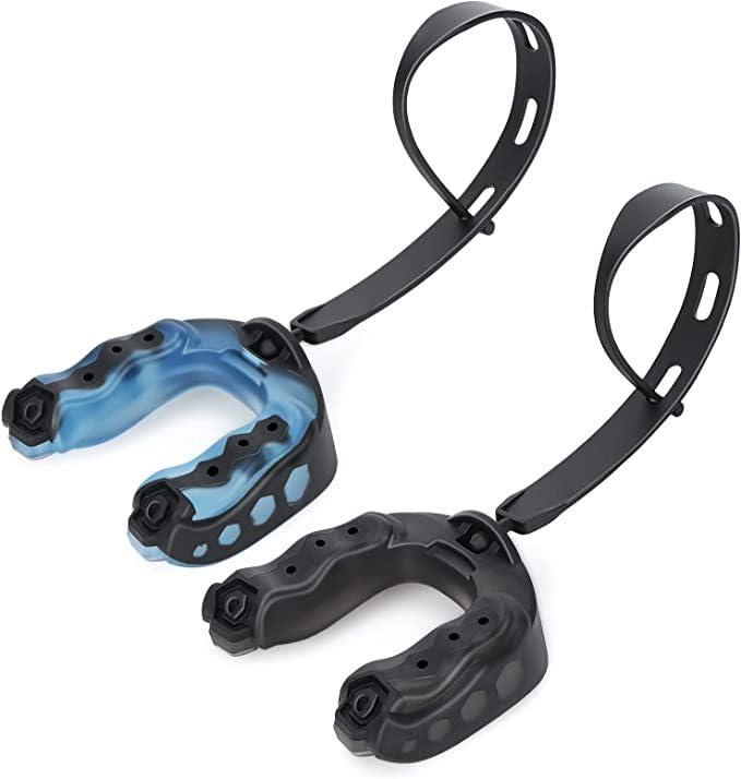 Fokroin 2 Pezzi Paradenti, Aradenti Sportivi con Cinghia, Paradenti sportivi da calcio, Paradenti Da Boxe Arti Marziali, per Tutti Gli Sport, tra Cui Rugby, MMA, Hockey, Judo Arti Marziali e Boxe