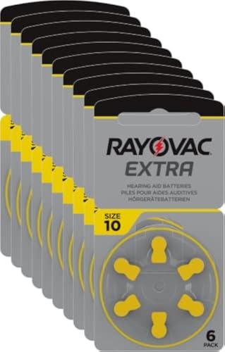 Rayovac Zinc Air 10 / PR70 Extra Advanced Batterie Acustiche Zinco Aria, Formato 10 Value Pack da 60 Batterie, Giallo